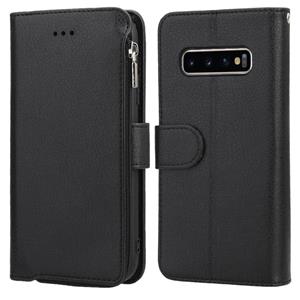 huismerk For Samsung Galaxy S10+ Microfiber Zipper Horizontal Flip Leather Case(Black)