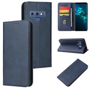 huismerk Voor Samsung Galaxy Note9 Kalfstructuur Magnetische Horizontale Flip Leren Case met Houder & Card Slots & Wallet (Blauw)