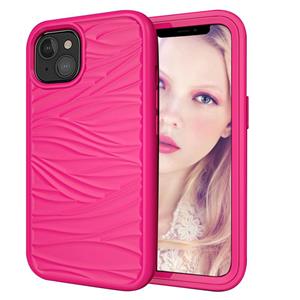 huismerk Wave Patroon 3 in 1 Siliconen + PC Schokbestendig Beschermhoesje Voor iPhone 13 (Hot Pink)