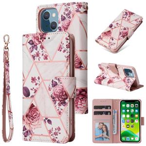 huismerk Marble Bronzing Stitching Horizontale Flip PU Lederen Case met Houder & Kaart Slots & Portemonnee & Fotolijst voor iPhone 13 (Rose Gold)