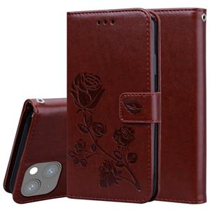 huismerk Rose reliëf horizontale flip pu lederen tas met houder & kaart slots & portemonnee voor iPhone 13 mini