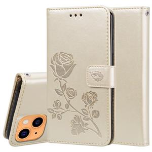 huismerk Rose reliëf horizontale flip pu lederen tas met houder & kaart slots & portemonnee voor iphone 13