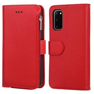 huismerk For Samsung Galaxy S20+ Microfiber Zipper Horizontal Flip Leather Case(Red)