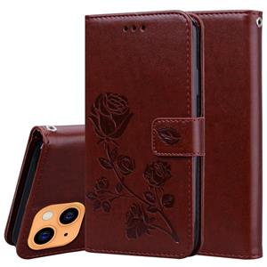 huismerk Rose reliëf horizontale flip pu lederen tas met houder & kaart slots & portemonnee voor iPhone 13