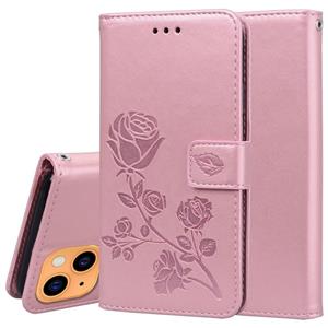 huismerk Rose reliëf horizontale flip pu lederen tas met houder & kaart slots & portefeuille voor iphone 13 (rose goud)