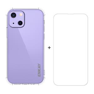 Hat-Prince Enkay Clear TPU Schokbestendig Zachte Case Drop Protection Cover + Clear HD gehard glasbeschermerfilm voor iPhone 13 Mini