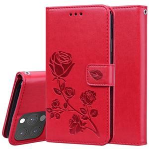 huismerk Rose reliëf horizontale flip pu lederen tas met houder & kaart slots & portemonnee voor iPhone 13 pro