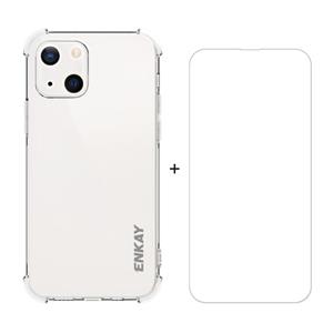 Hat-Prince Enkay Clear TPU Schokbestendig Zachte Case Drop Protection Cover + Clear HD gehard glas Protector Film voor iPhone 13