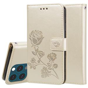 huismerk Rose reliëf horizontale flip pu lederen tas met houder & kaart slots & portemonnee voor iphone 13 pro max