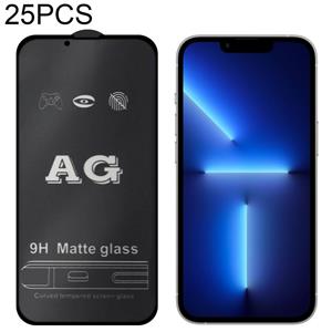 huismerk 25 stks AG Matte Frosted Full Cover Tempered Glass Film voor iPhone 13/3 PRO