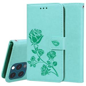 huismerk Rose reliëf horizontale flip pu lederen tas met houder & kaart slots & portemonnee voor iPhone 13 pro max