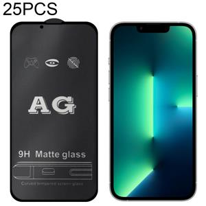 huismerk 25 stks AG Matte Frosted Full Cover Tempered Glass Film voor iPhone 13 Pro Max