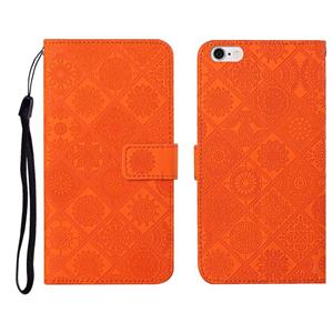 huismerk Etnische stijl reliëf patroon horizontale flip lederen geval met houder & kaart slots & portemonnee & Lanyard voor iPhone 6 Plus (Oranje)