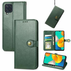 huismerk Voor Samsung Galaxy M32 Solid Color Leather Buckle Case met Lanyard & Photo Frame & Card Slot & Wallet & Stand-functie