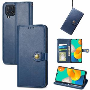 huismerk Voor Samsung Galaxy M32 Solid Color Leather Buckle Phone Case met Lanyard & Photo Frame & Card Slot & Wallet & Stand-functie