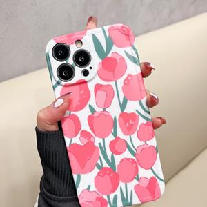 huismerk Bloemen Patroon Schokbestendig TPU Telefoonhoesje voor iPhone 13 Pro (Tulip)