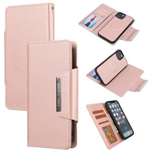 huismerk Ultra-thin Separable Magnetic Horizontal Flip Leather Case with Card Slot & Wallet For iPhone 13(Pink)