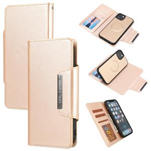 huismerk Ultra-thin Separable Magnetic Horizontal Flip Leather Case with Card Slot & Wallet For iPhone 13(Gold)