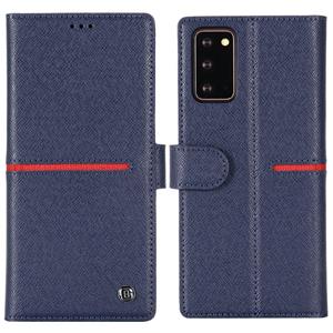 Voor Samsung Galaxy Note 20 GEBEI Top-grain Leather Horizontale Flip Beschermhoes met Holder & Card Slots & Wallet & Photo Frame(Blauw)