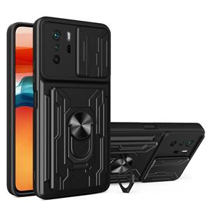 huismerk Voor Xiaomi Redmi Note 10 Pro Camera Cover Telefoonhoes met kaartsleuf & houder