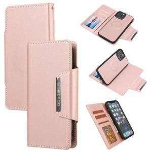 huismerk Ultra-thin Separable Magnetic Horizontal Flip Leather Case with Card Slot & Wallet For iPhone 13 Pro Max(Pink)