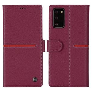 Voor Samsung Galaxy Note 20 GEBEI Top-grain Leather Horizontale Flip Beschermhoes met Holder & Card Slots & Wallet & Photo Frame (Wine Red)