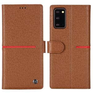 Voor Samsung Galaxy Note 20 GEBEI Top-grain Leather Horizontale Flip Beschermhoes met Holder & Card Slots & Wallet & Photo Frame(Bruin)