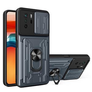 huismerk Voor Xiaomi Redmi Note 10 Pro Camera Cover Telefoonhoesje met kaartsleuf & houder