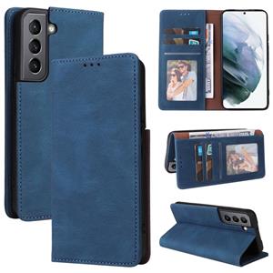 huismerk For Samsung Galaxy S22 5G Simple Suction Closure Leather Phone Case(Blue)