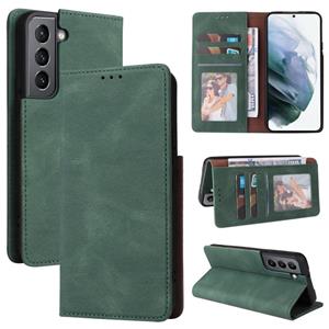 huismerk For Samsung Galaxy S22 5G Simple Suction Closure Leather Phone Case(Green)