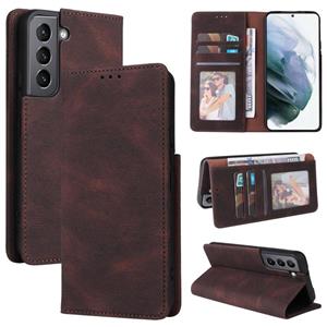 huismerk For Samsung Galaxy S22 5G Simple Suction Closure Leather Phone Case(Brown)