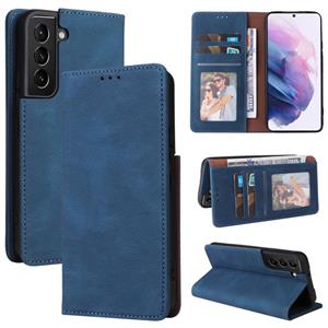 huismerk For Samsung Galaxy S22+ 5G Simple Suction Closure Leather Phone Case(Blue)