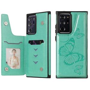 huismerk Butterfly Embossing Pattern Shockproof Protective Case met Holder & Card Slots & Photo Frame Voor Samsung Galaxy Note20 Ultra(Groen)