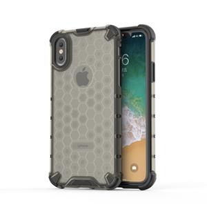 huismerk Schokbestendige honingraat PC + TPU beschermhoes voor iPhone X/XS (zwart)