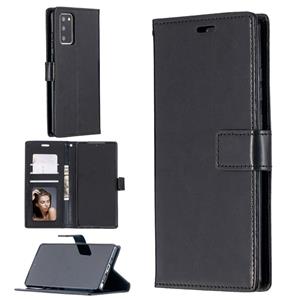 huismerk Voor Samsung Galaxy Note20 Crazy Horse Texture Horizontale Flip Lederen case met Holder & Card Slots & Wallet & Photo Frame(Zwart)