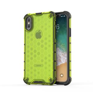 huismerk Schokbestendige honingraat PC + TPU beschermhoes voor iPhone X/XS (groen)