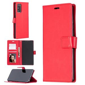 huismerk Voor Samsung Galaxy Note20 Crazy Horse Texture Horizontale Flip Lederen case met Holder & Card Slots & Wallet & Photo Frame(Red)