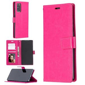 huismerk Voor Samsung Galaxy Note20 Crazy Horse Texture Horizontale Flip Lederen case met Holder & Card Slots & Wallet & Photo Frame(Rose Red)