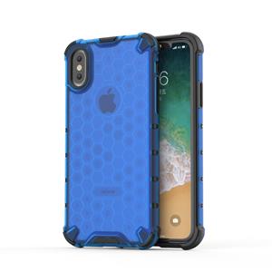 huismerk Schokbestendige honingraat PC + TPU beschermende case voor iPhone X/XS (blauw)