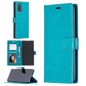 huismerk Voor Samsung Galaxy Note20 Crazy Horse Texture Horizontale Flip Lederen case met Holder & Card Slots & Wallet & Photo Frame(Blauw)