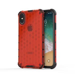 huismerk Schokbestendige honingraat PC + TPU beschermhoes voor iPhone X/XS (rood)