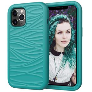 huismerk Wave Pattern 3 in 1 Silicone + PC Schokbestendige beschermhoes voor iPhone 13 Pro (Dark Sea Green)