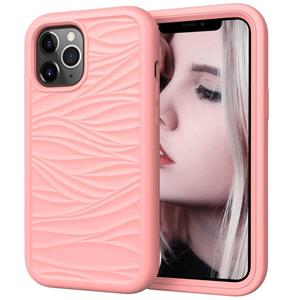 huismerk Wave Patroon 3 in 1 Siliconen + PC Schokbestendig Beschermhoesje Voor iPhone 13 Pro (Rose Gold)