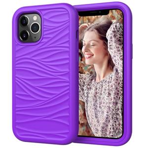 huismerk Wave Pattern 3 in 1 Silicone + PC Schokbestendige beschermhoes voor iPhone 13 Pro (Purple)