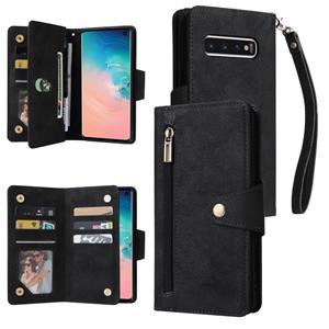 huismerk Voor Samsung Galaxy S10 Rivet Buckle 9 Cards Three Lederen telefoonhoesje