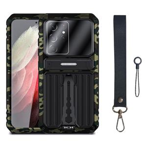 huismerk Voor Samsung Galaxy S21 Ultra 5G Armor Schokbestendig Splash-Proof Stofdicht Telefoonhoesje met Houder (Camouflage)