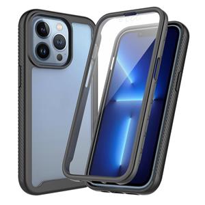 huismerk Starry Sky Solid Color Series Shockproof PC + TPU Case with PET Film For iPhone 13 Pro(Black)