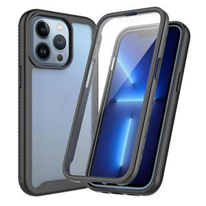 huismerk Starry Sky Solid Color Series Shockproof PC + TPU Case with PET Film For iPhone 13 Pro Max(Black)