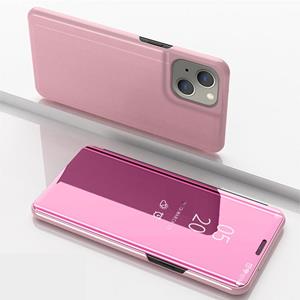 huismerk Geplateerde spiegel horizontale flip lederen tas met houder voor iPhone 13 mini (rose goud)