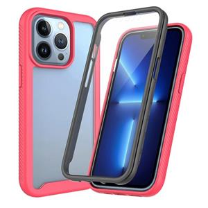 huismerk Starry Sky Solid Color Series Shockproof PC + TPU Case with PET Film For iPhone 13 Pro Max(Rose Red)